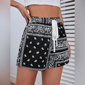 black and white bandana shorts